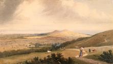 Kingstown (now Dún Laoghaire) Harbour and Killiney Hill Obelisk from Carrickmines, County Dublin