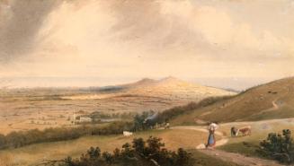 Kingstown (now Dún Laoghaire) Harbour and Killiney Hill Obelisk from Carrickmines, County Dublin