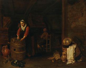 An Interior with a Woman Ironing