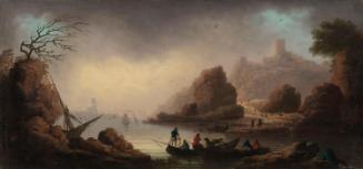 A Lake Scene with Figures