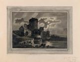 Ruined Castle by Water in Moonlight