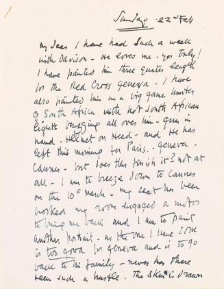 Letter from William Orpen to Mrs St George: Page 1