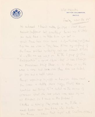 Letter from William Orpen to Mrs St George