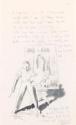 Illustrated letter from William Orpen to Mrs St George with a sketch of the artist and the painting 'A Peace Conference at the Quai d'Orsay'