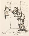 Illustrated letter from William Orpen to Mrs St George with a sketch of the artist answering the phone