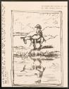 Illustrated letter from William Orpen to Mrs St George with a preliminary sketch of 'Gardenia on a Donkey'