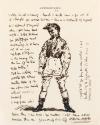 Illustrated letter from William Orpen to Mrs St George with a sketch of the artist dressed as a jockey
