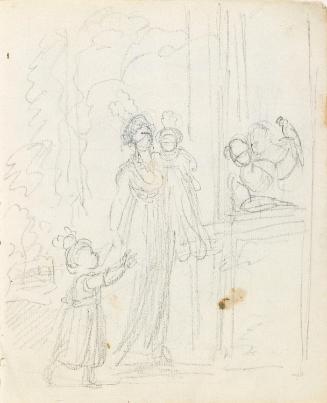 Mother with Two Children and Two Women at Window