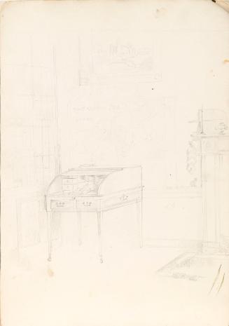 Roll Top Desk in Corner of Library