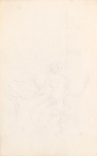 Faint Sketch of a Seated Figure