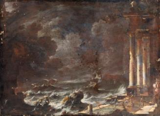 A Coast Scene with Ruins and Shipwrecks