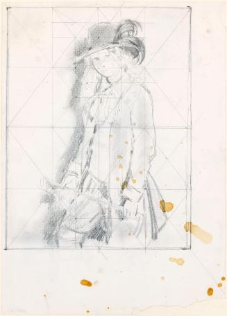 Study for the oil painting 'Gardenia St George' with drawings by a child on the reverse