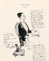 Illustrated letter from William Orpen to Mrs St George with a sketch of the artist having dinner