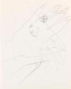 Outline sketch of a man and woman's hand with a sketch of the artist