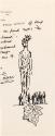 Cropped letter from William Orpen to Mrs St George with a sketch of Mrs St George in a ball gown