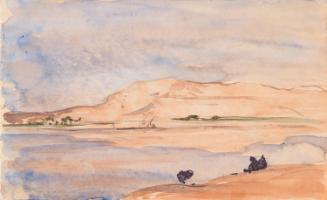 A Hill on the Banks of the River Nile, Egypt; a Nile Boat on verso