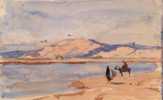 A Horseman on the Bank of the River Nile, Egypt