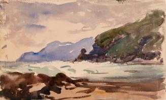 A Bay and Distant Mountains; Cows (on verso)