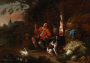 Man Outside a Cottage with Still Life