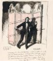 Cropped letter from William Orpen to Mrs St George with a sketch of the artist moving furniture