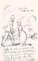 Illustrated letter from William Orpen to Mrs St George with a sketch of the artist staring at a woman on the street