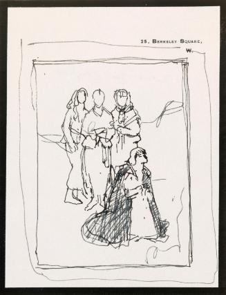 Sketch of the 'The Western Wedding' on 25 Berkeley Square headed paper