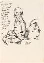 Cropped letter from William Orpen to Mrs St George with a sketch of Doctor Dillon