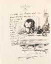 Illustrated letter from William Orpen to Mrs St George with a sketch of the artist reflected in a mirror