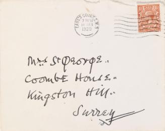 Envelope for a letter from William Orpen to Mrs St George
