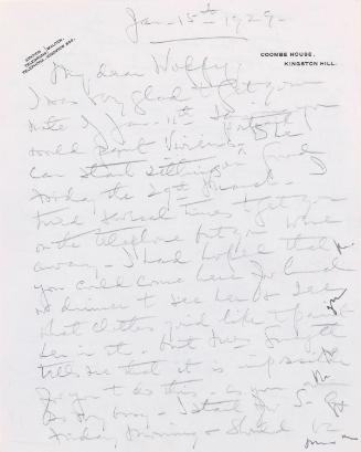 Letter to Orpen from Mrs St Geroge