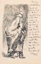 Illustrated letter from William Orpen to Mrs St George with a sketch of the artist walking with Mrs St George