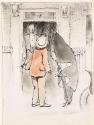 [Illustrated letter from William Orpen to Mrs St George with a sketch of the artist and Mrs St George kissing at a doorway