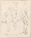 Illustrated letter from William Orpen to Mrs St George with a sketch of the artist and Mrs St George at Punchestown