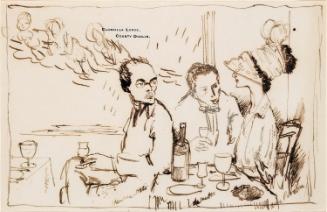 Illustrated letter from William Orpen to Mrs St George with a sketch of the artist and Anna Pavlova at Jammets