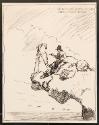 Illustrated letter from William Orpen to Mrs St George with a sketch of the artist painting on a cliff