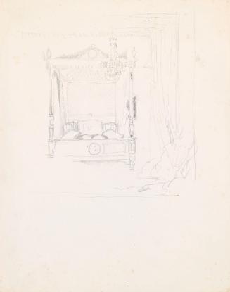 Drawing of Mrs St George's bed, by William Orpen