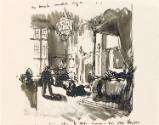 Cropped letter from William Orpen to Mrs St George showing the artist and Mrs St George's bed