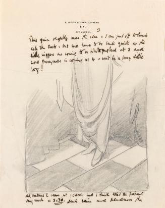 Illustrated letter from William Orpen to Mrs St George with a sketch of the bottom-half of a full-length portrait