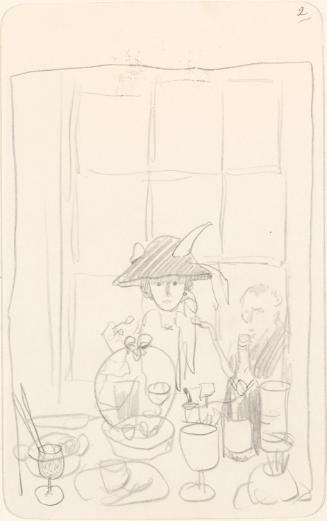 Sketch on the back of a Berkeley Hotel menu of Mrs St George