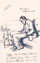 Illustrated letter from William Orpen to Mrs St George with a sketch of the artist at the Savile Club