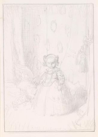 Drawing of Vivien St George in a dress