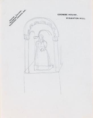 Sketch of a female figurine in an architectural setting