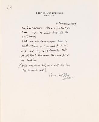 Letter from William Orpen to Mrs St George