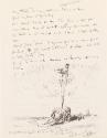 Illustrated letter from William Orpen to Mrs St George with a sketch of the artist and a 'water cart'