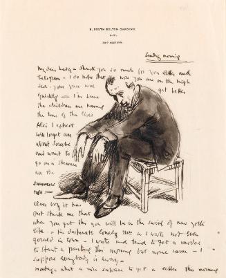 Illustrated letter from William Orpen to Mrs St George with a sketch of the artist feeling lonely