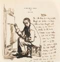 Illustrated letter from William Orpen to Mrs St George with a sketch of the artist painting