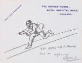 Illustrated letter from William Orpen to Mrs St George with a sketch of the artist running