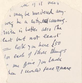 Cropped letter from William Orpen to Mrs St George with a sketch of an unidentified object