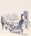Cropped letter from William Orpen to Mrs St George with a sketch of the artist at the dentist in Scotland