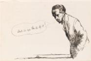 Cropped letter from William Orpen to Mrs St George with a sketch of the artist with a beard